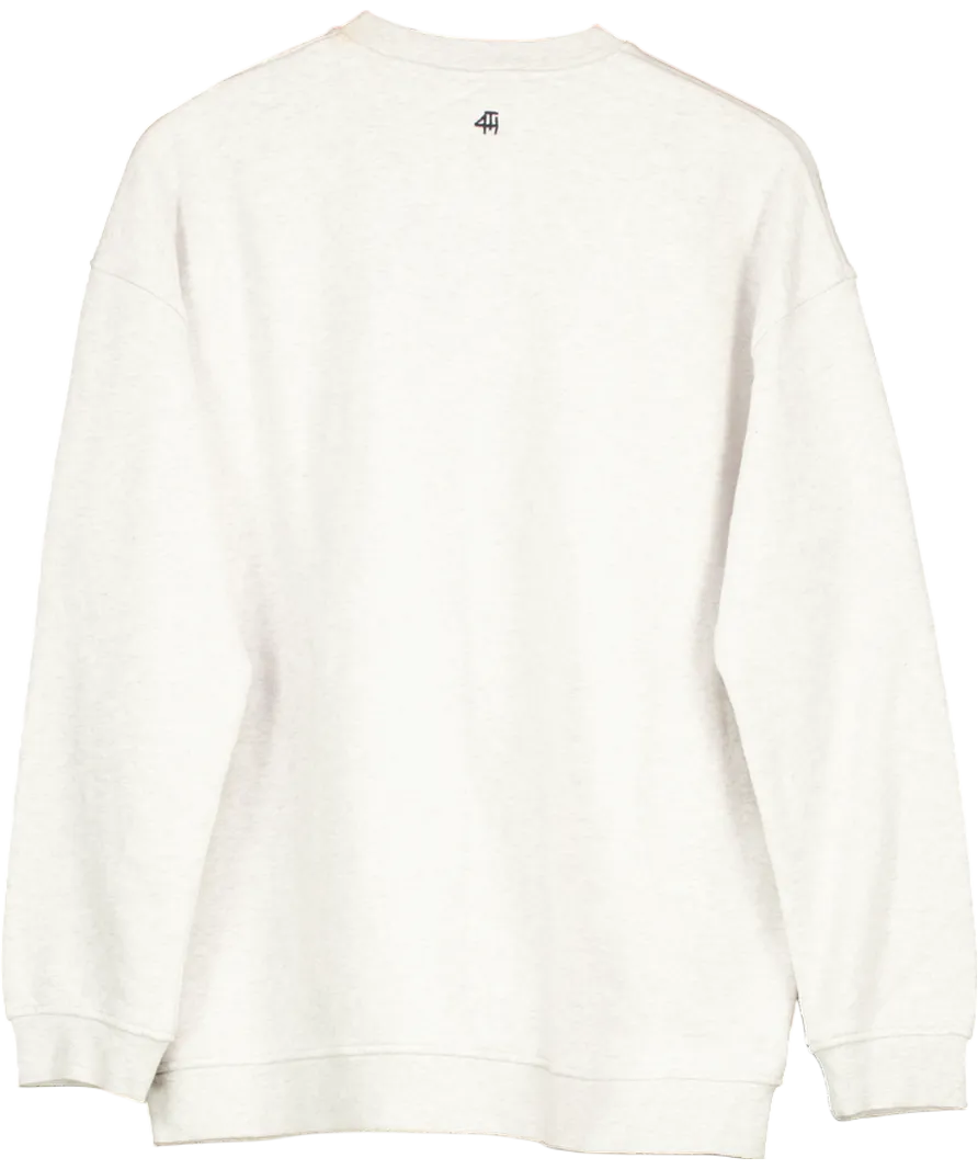 4th & Reckless Grey 1990 Slogan Classic Longline Sweatshirt- Lila UK S
