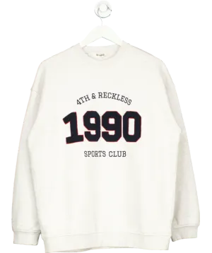4th & Reckless Grey 1990 Slogan Classic Longline Sweatshirt- Lila UK S