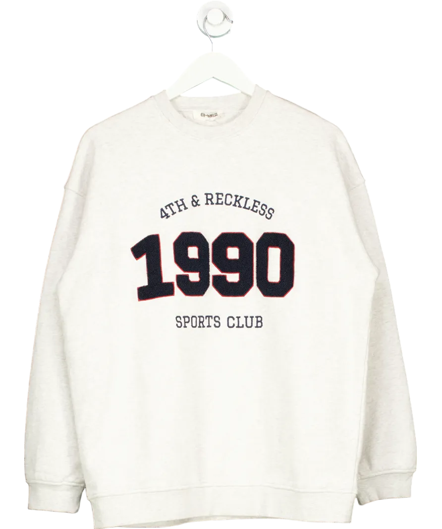 4th & Reckless Grey 1990 Slogan Classic Longline Sweatshirt- Lila UK S