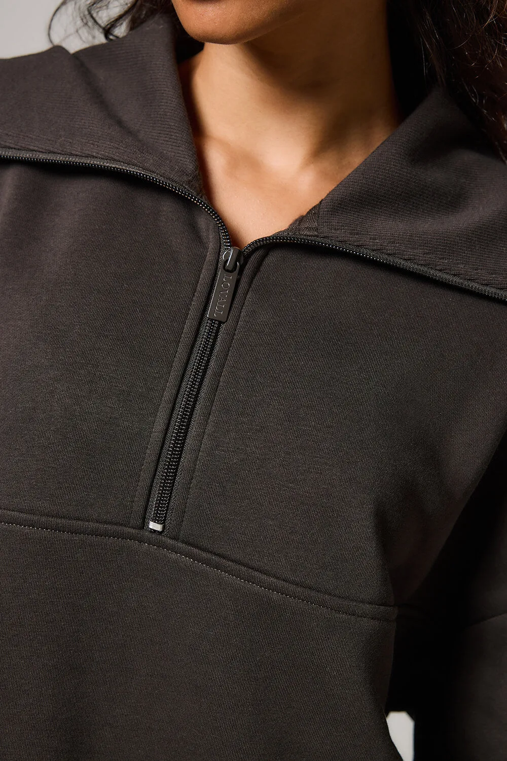 ALL SZN Organic Oversized 1/4 Zip Sweatshirt - Black Coffee