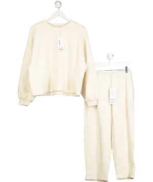 American Vintage Cream Boucle 2-piece Bobypark Organic Cotton Sweatshirt With Crew Neck And Joggers UK XS/S