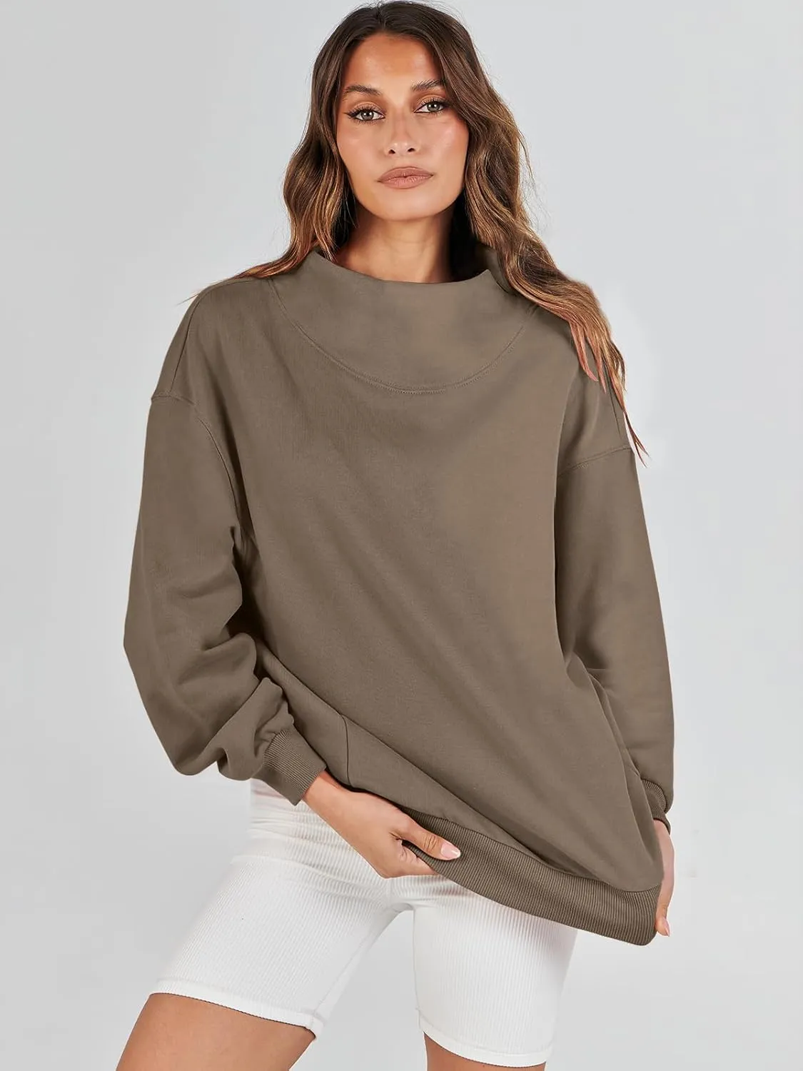 ANRABESS Womens Oversized Sweatshirts Turtleneck Pullover Long Sleeve Hoodies Tops 2024 Fall Fashion Preppy Outfits