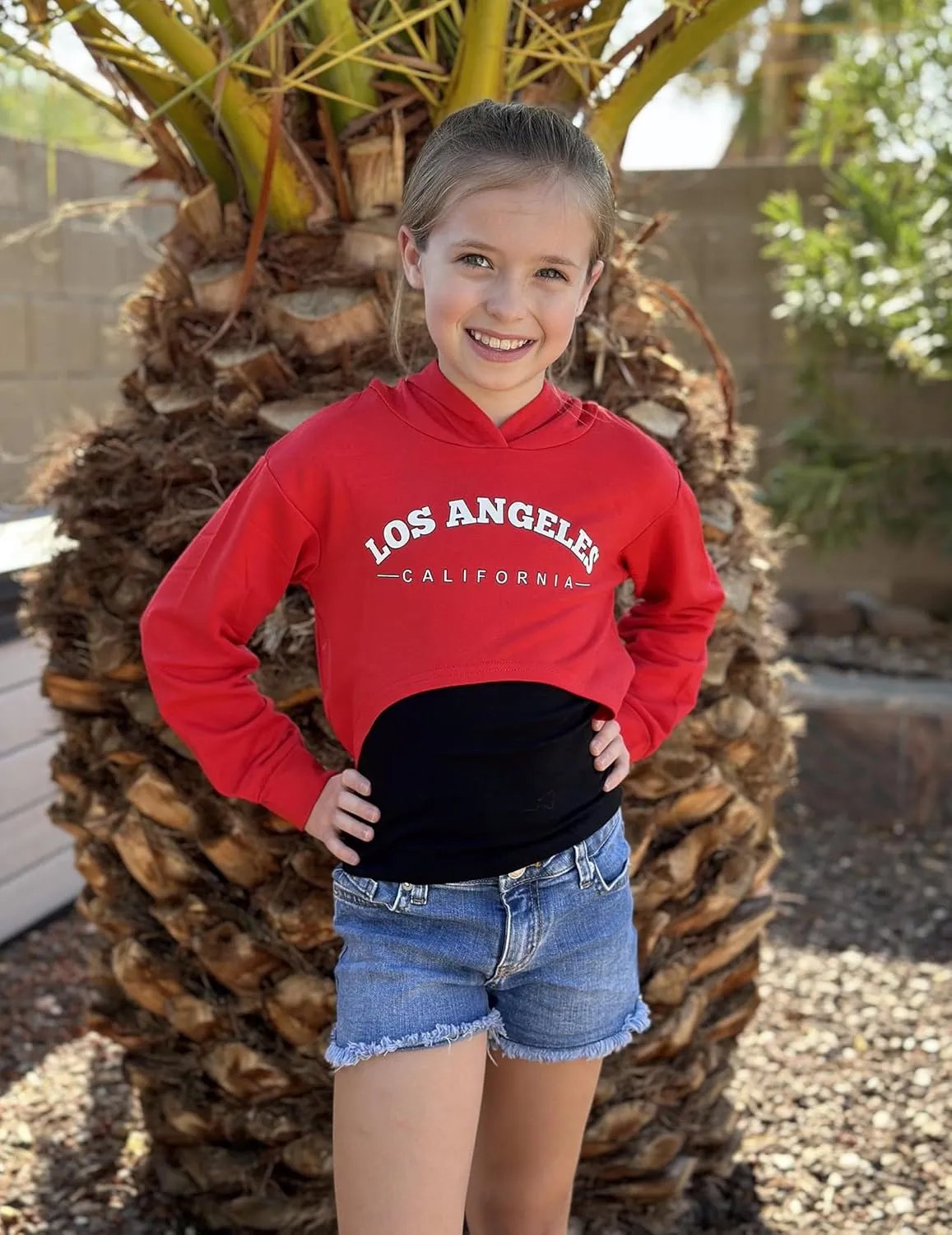 Arshiner Girls Cropped Sweatshirt Long Sleeve Shirts High Low Hem Crop Tops for Teens Kids Hoodies with Cami 5-14 Years