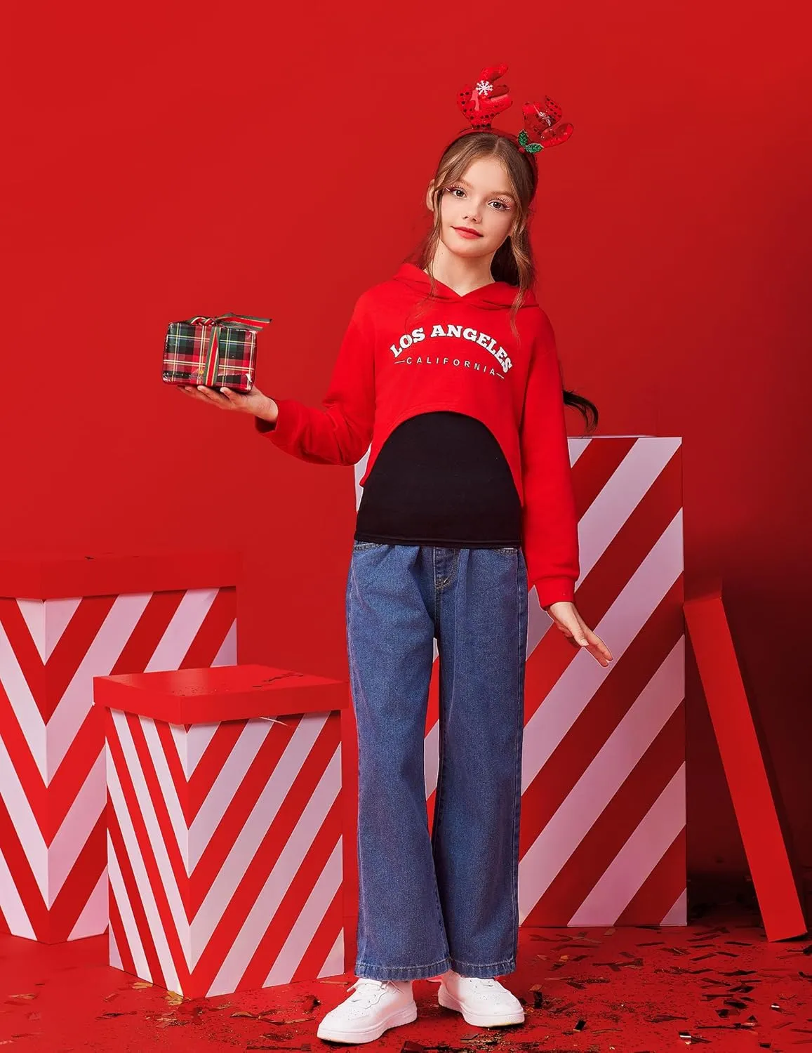 Arshiner Girls Cropped Sweatshirt Long Sleeve Shirts High Low Hem Crop Tops for Teens Kids Hoodies with Cami 5-14 Years