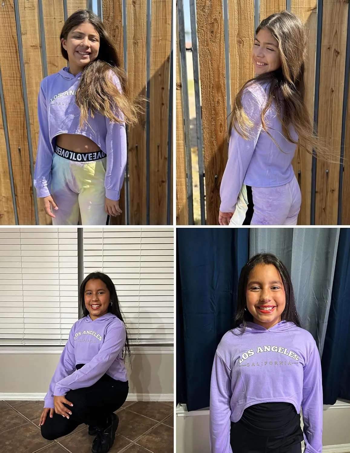 Arshiner Girls Cropped Sweatshirt Long Sleeve Shirts High Low Hem Crop Tops for Teens Kids Hoodies with Cami 5-14 Years