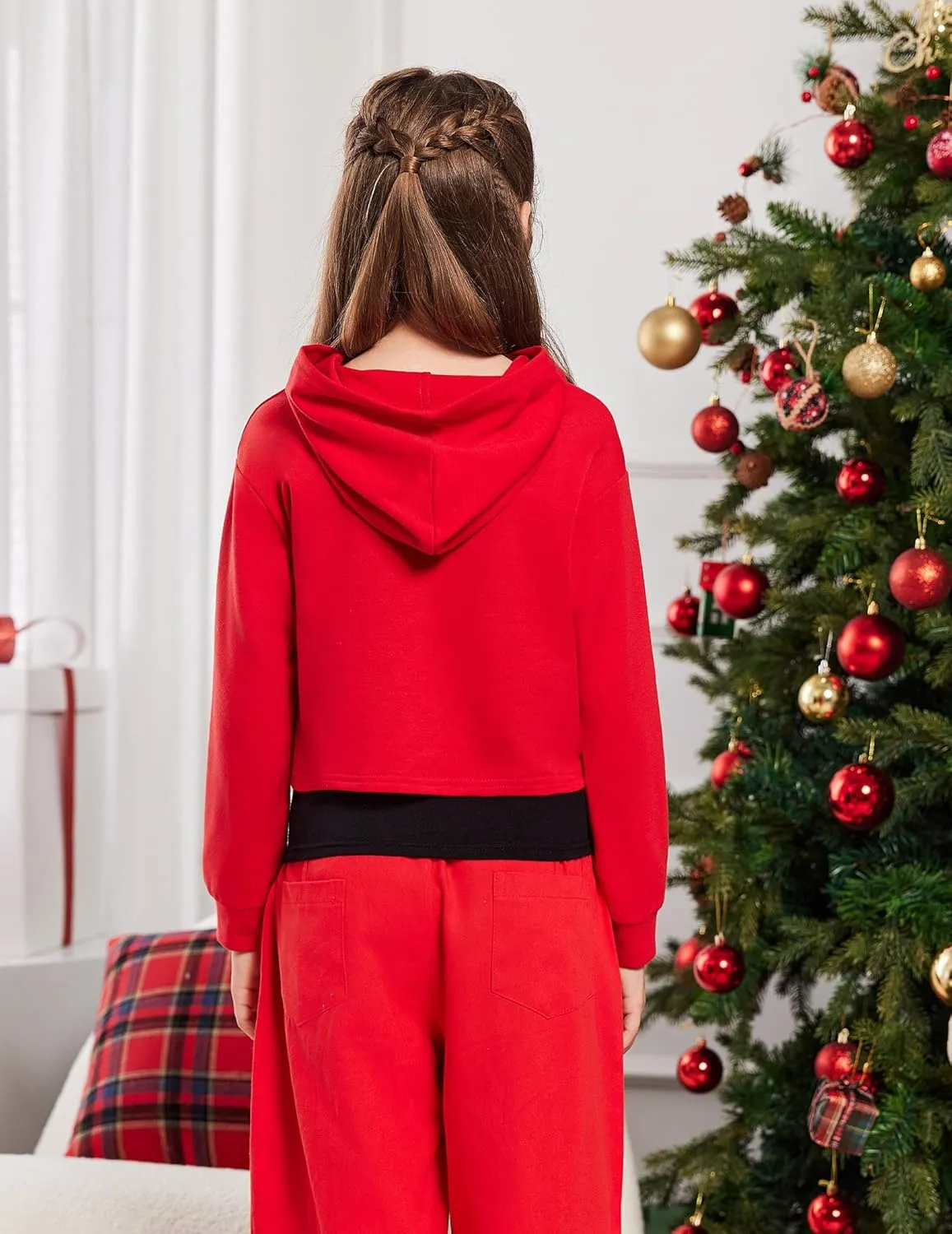 Arshiner Girls Cropped Sweatshirt Long Sleeve Shirts High Low Hem Crop Tops for Teens Kids Hoodies with Cami 5-14 Years