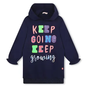 BILLIEBLUSH NAVY GRAPHIC HOODED SWEATSHIRT DRESS