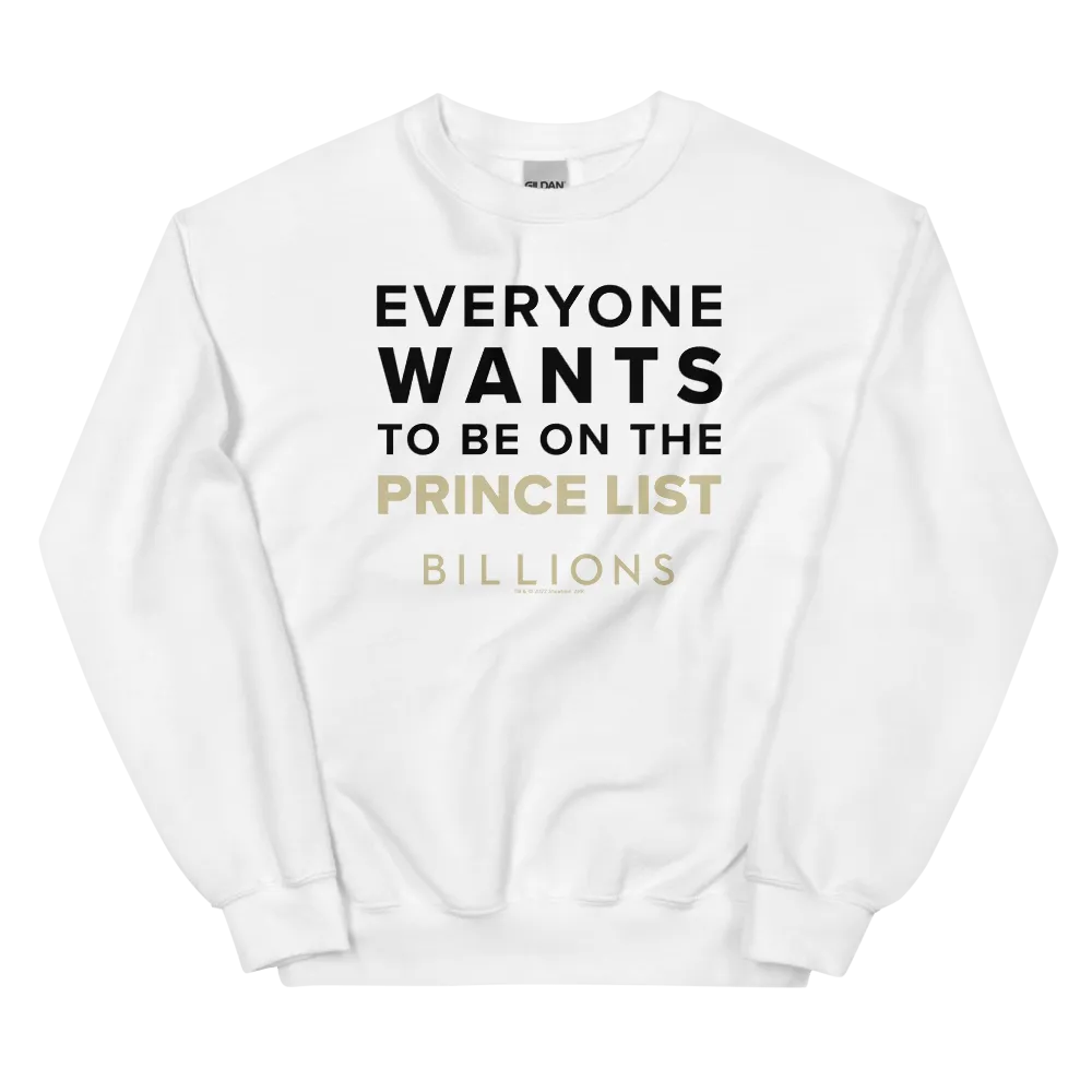 Billions Prince List Fleece Crewneck Sweatshirt