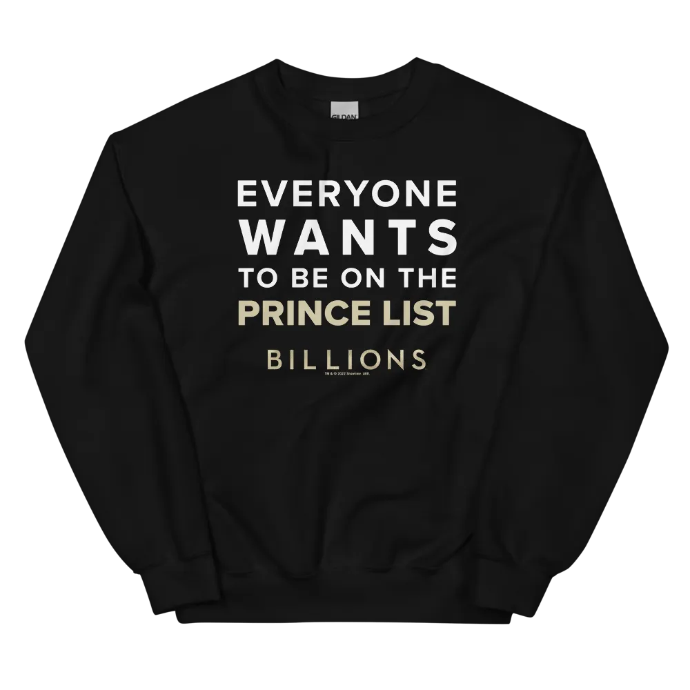 Billions Prince List Fleece Crewneck Sweatshirt
