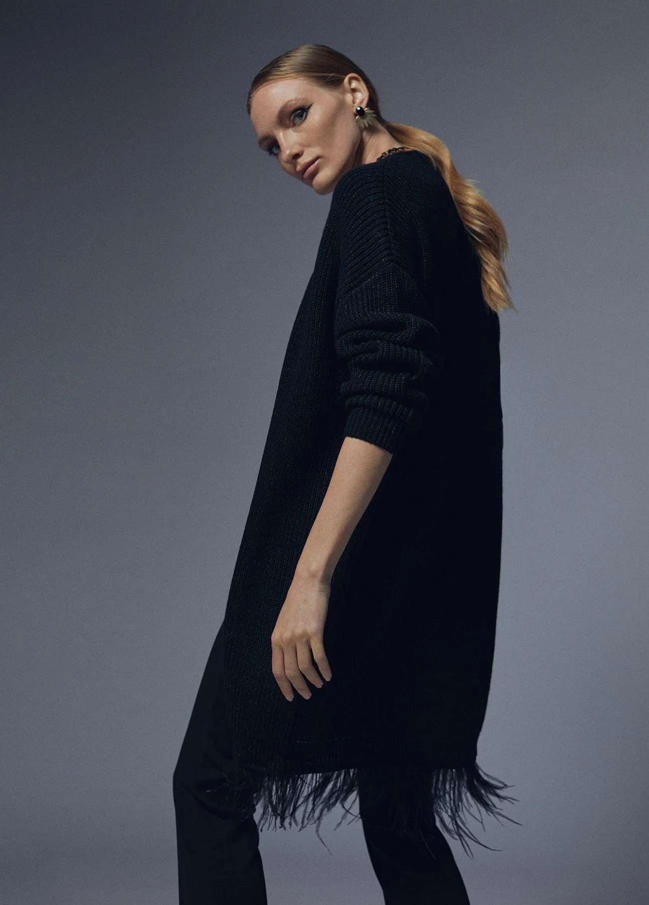 Cardigan with feather detail