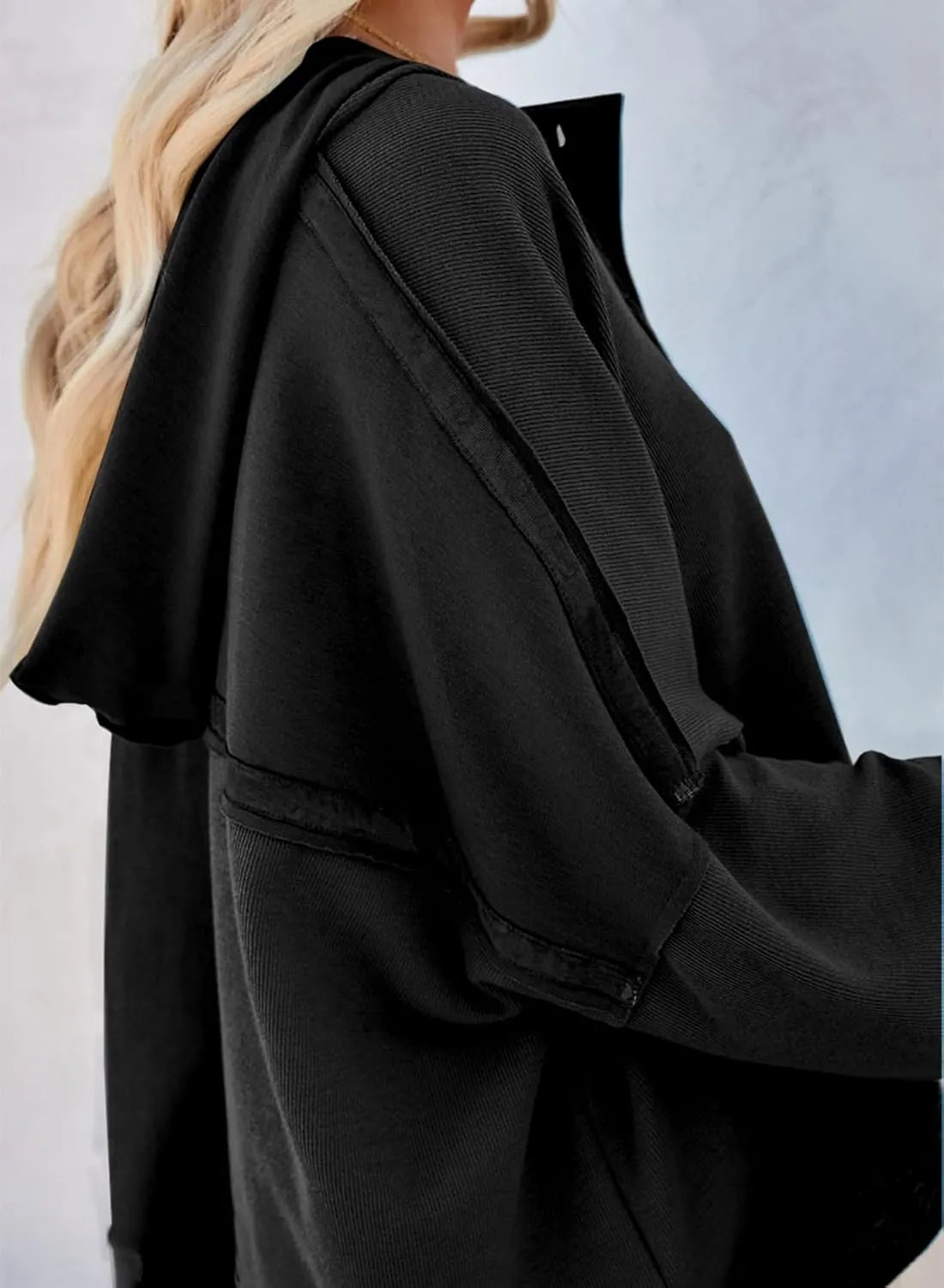 Dokotoo Hoodies for Women 2024 Fashion Fall V Neck Button Down Long Sleeve Hooded Sweatshirts Tops