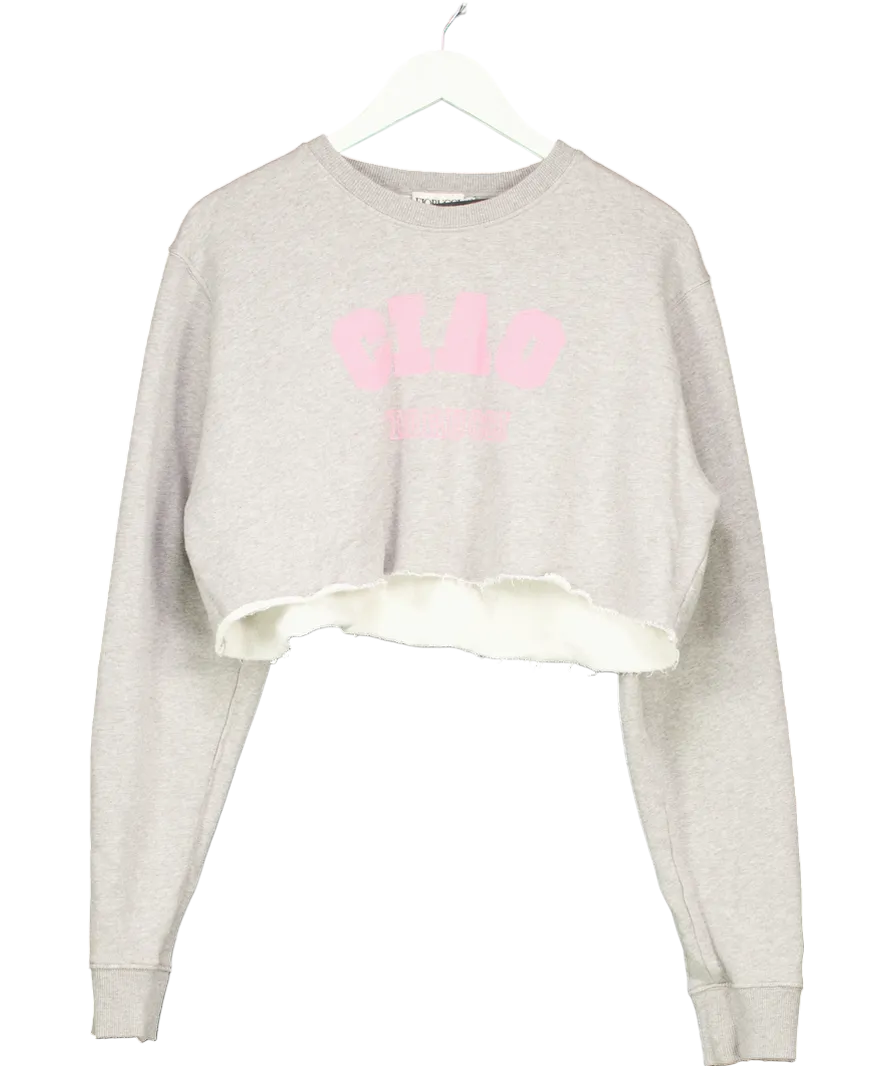 FIORUCCI Grey Ciao Fiorucci Cropped Graphic Sweatshirt UK L