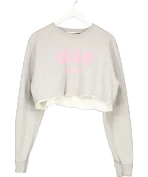 FIORUCCI Grey Ciao Fiorucci Cropped Graphic Sweatshirt UK L