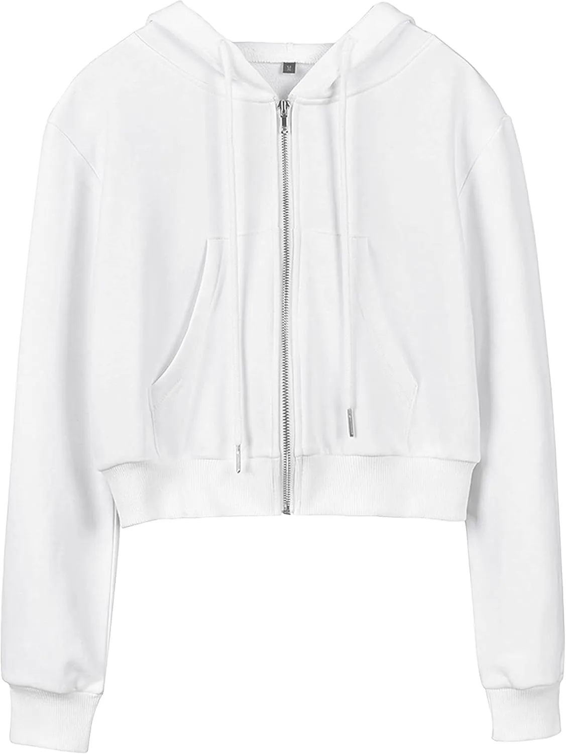 Hooever Womens Cute Workout Cropped Zip Up Drawstring Hoodie Sweatshirt Jacket