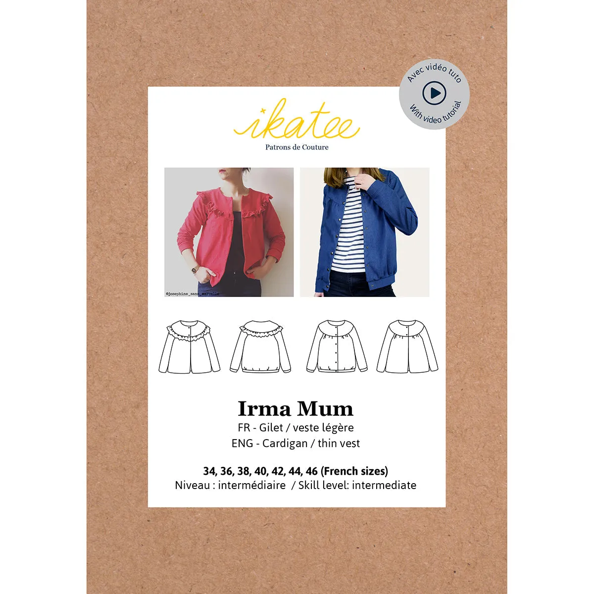 IRMA Mum Cardigan & light vest - Woman 34/46 - Paper Sewing Pattern