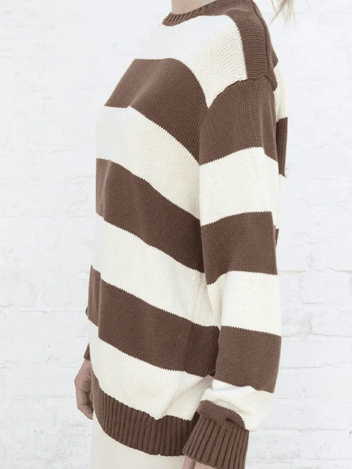 Joskaa Striped Crew Neck Knit Sweater