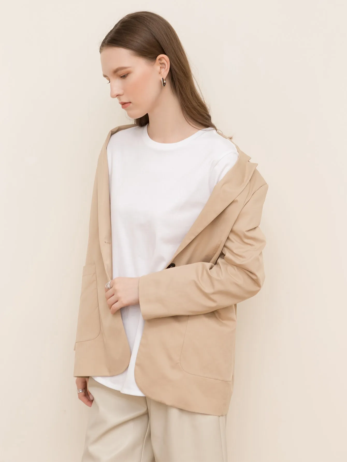 KittenAlarm - Pure Cotton Slit Round Neck Loose Long Sleeve T-Shirt Sweatshirt
