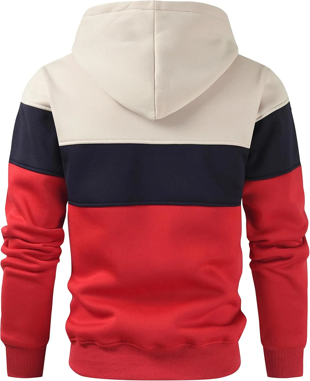 Men's Novelty Color Block Pullover Hoodie Casual Fleece Long Sleeve Hooded Sweatshirt