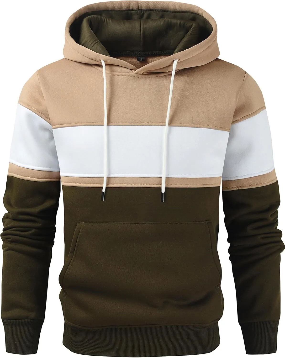 Men's Novelty Color Block Pullover Hoodie Casual Fleece Long Sleeve Hooded Sweatshirt