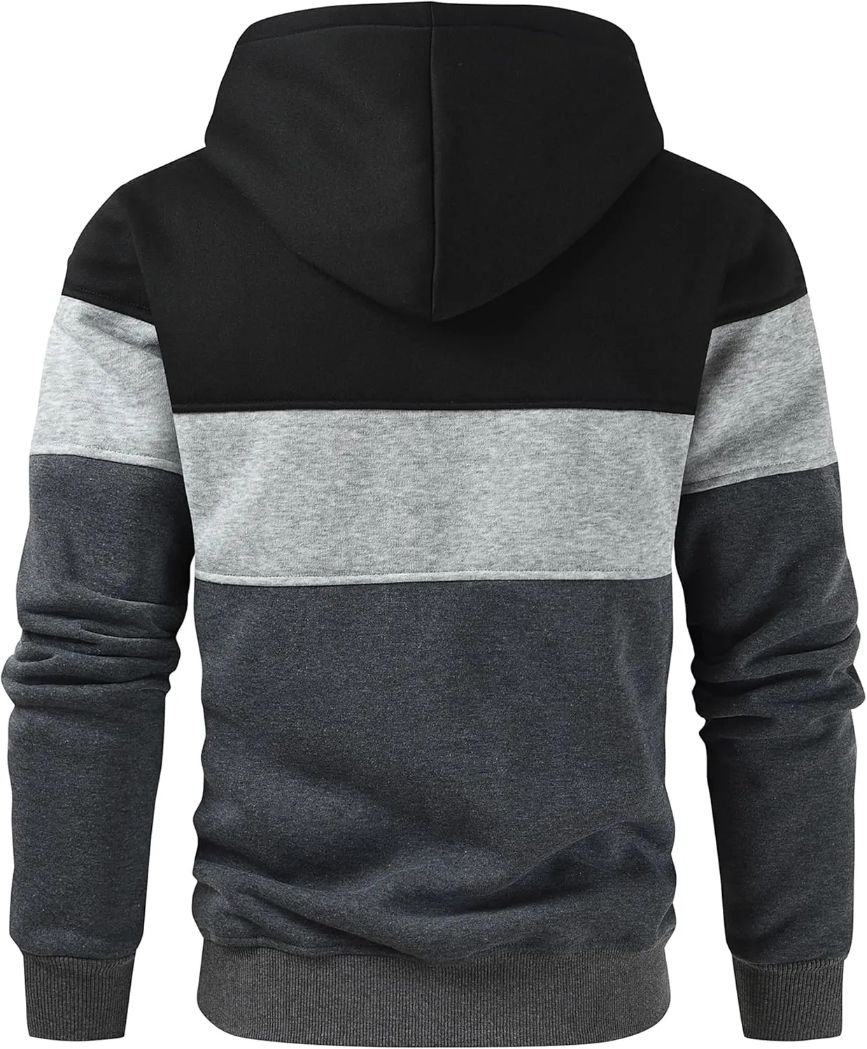 Men's Novelty Color Block Pullover Hoodie Casual Fleece Long Sleeve Hooded Sweatshirt