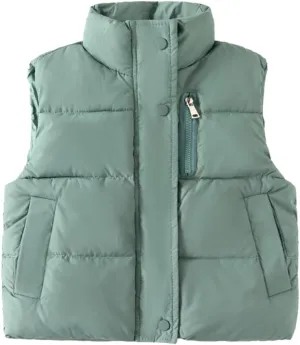 Meufam Baby Boys Girls Stand Collar Down Vest Warm Zipper Up Lightweight Sleeveless Puffer Jacket Sleeveless Coat Fall