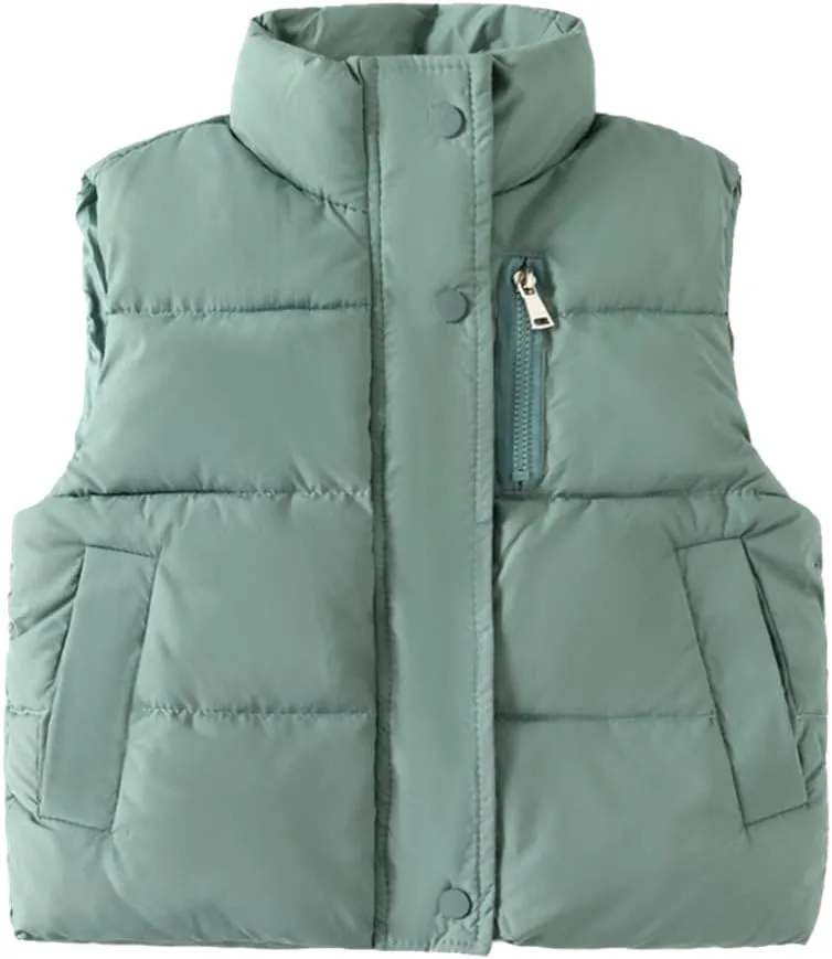 Meufam Baby Boys Girls Stand Collar Down Vest Warm Zipper Up Lightweight Sleeveless Puffer Jacket Sleeveless Coat Fall