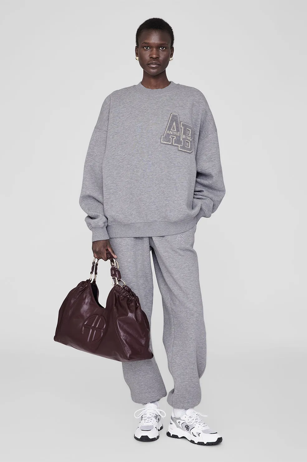 Miles Oversized Sweatshirt Letterman - Medium Heather Grey