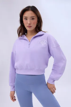 Mock Neck Half-Zip Hooded Sweatshirt