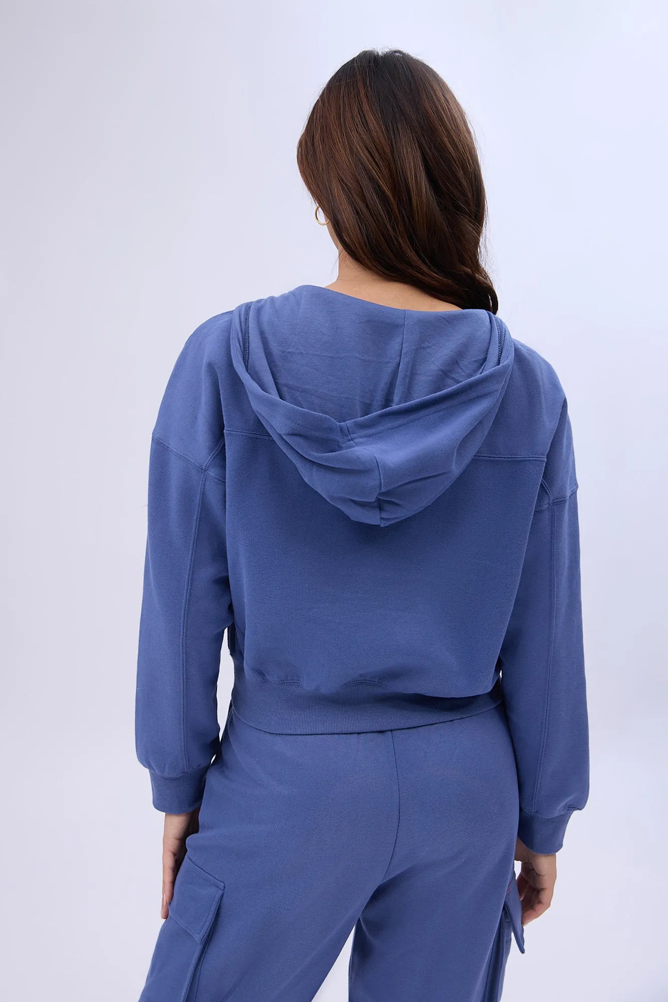 Mock Neck Half-Zip Hooded Sweatshirt