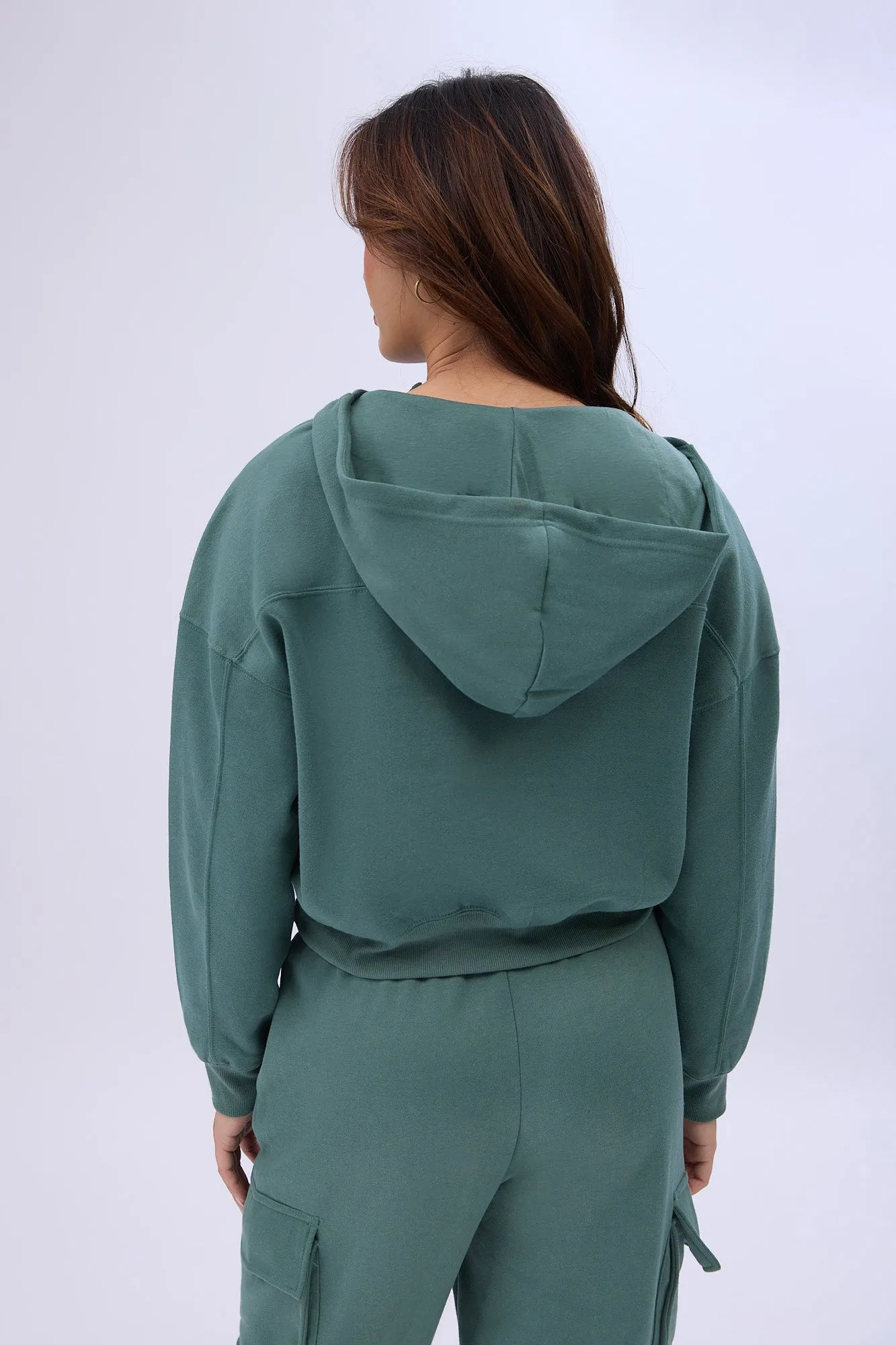 Mock Neck Half-Zip Hooded Sweatshirt