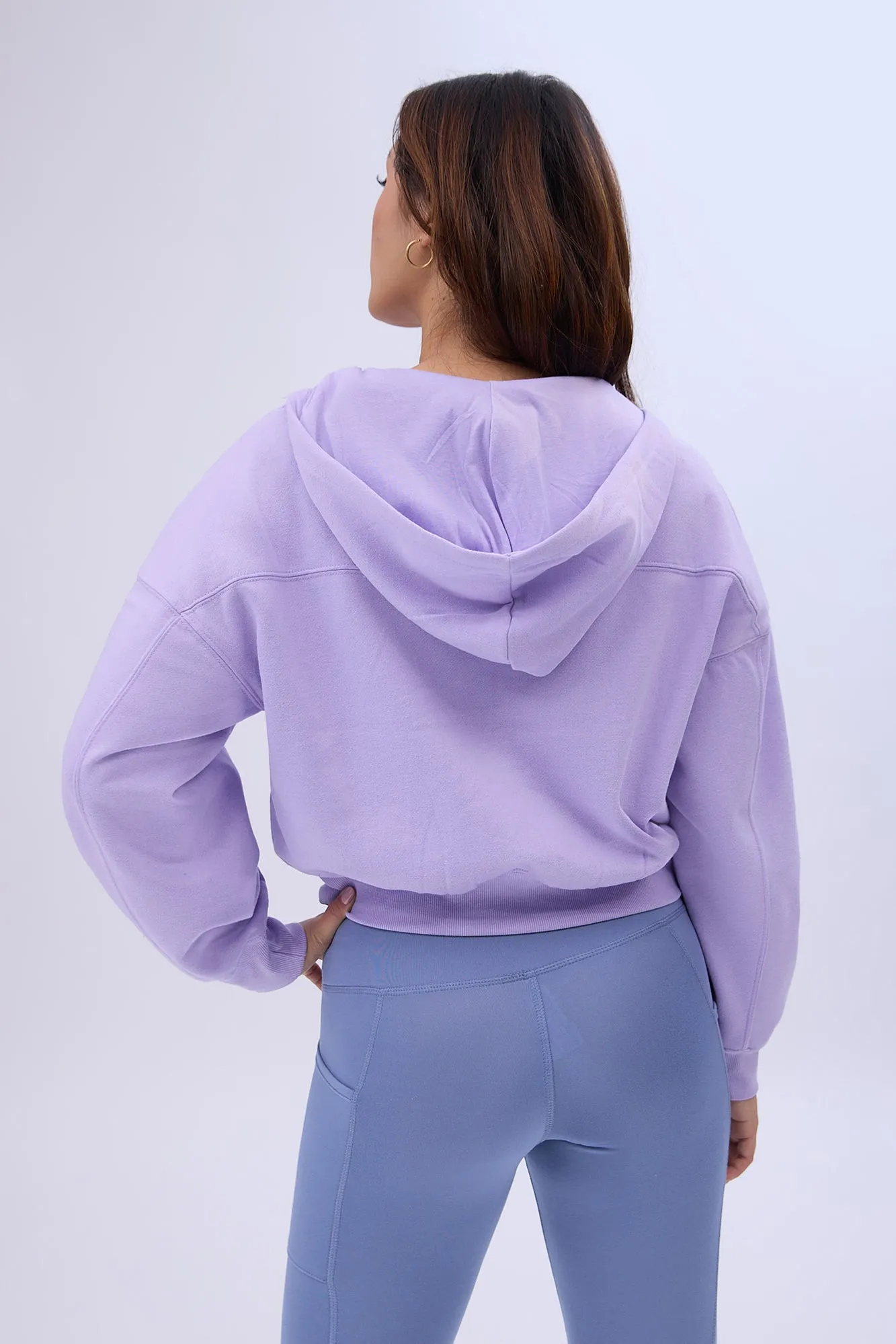 Mock Neck Half-Zip Hooded Sweatshirt