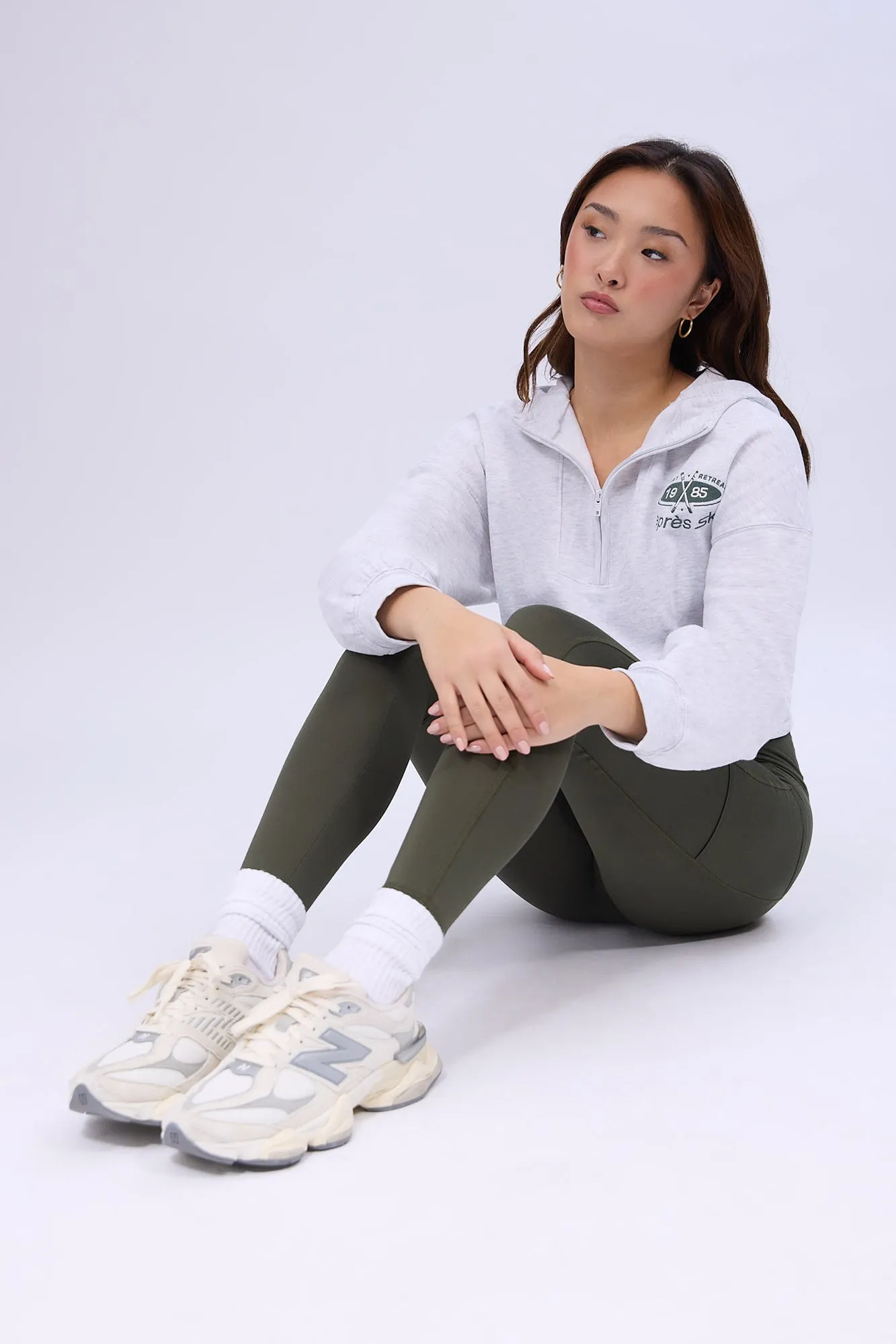 Mock Neck Half-Zip Hooded Sweatshirt