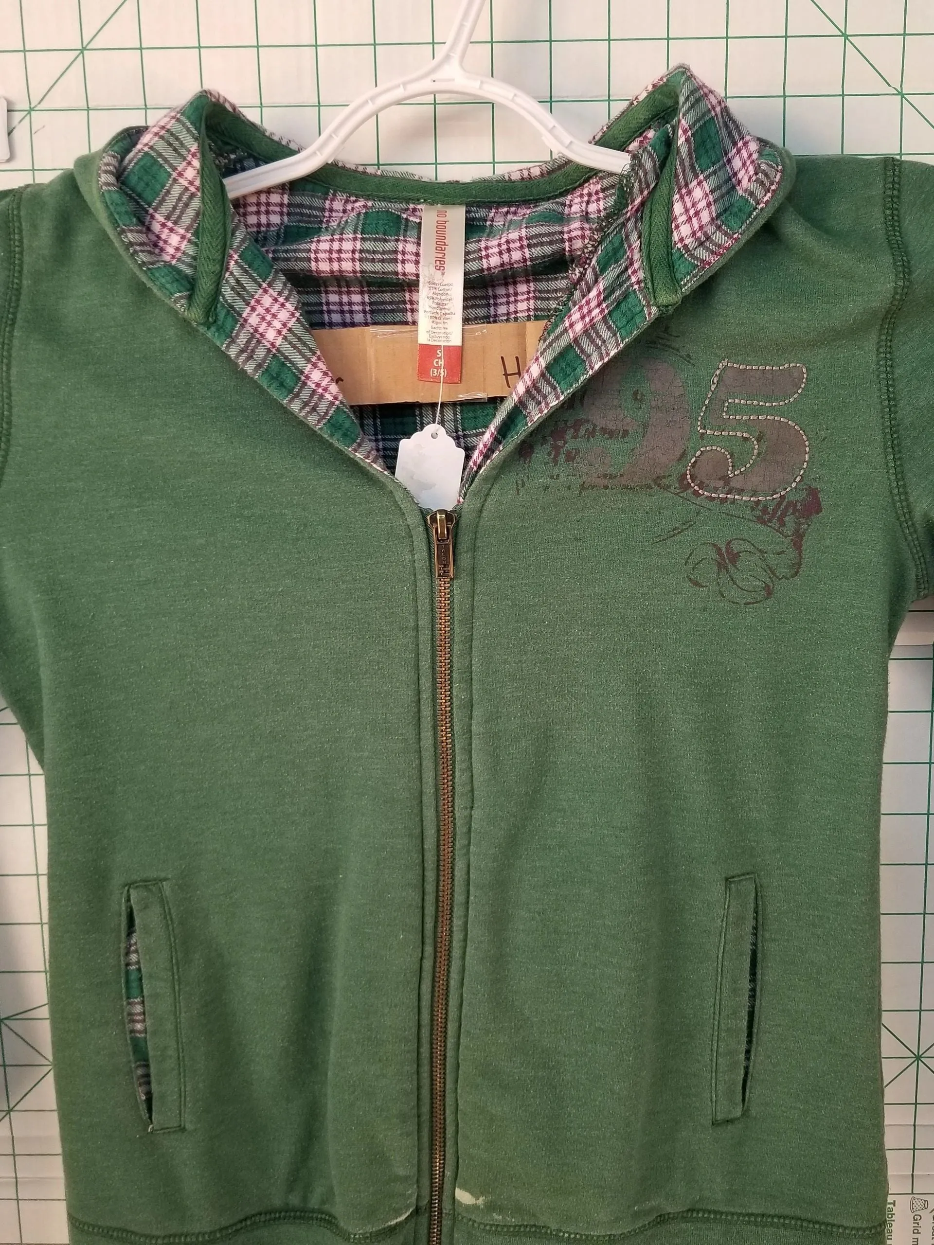 No Boundaries Green Zip-up Hoodie Sm