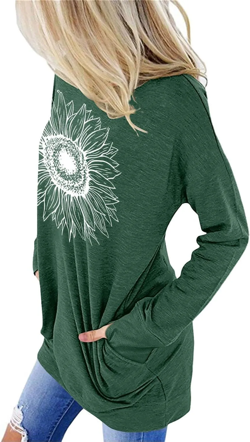 ONLYSHE Womens Crewneck Sweatshirt Casual Loose Fitting Tops Long Sleeve T Shirt