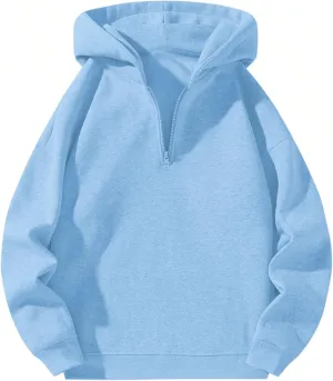 SOLY HUX Men's Quarter Zip Hoodies Zip Up Hoodie Long Sleeve Drop Shoulder Sweatshirt Casual Pullover