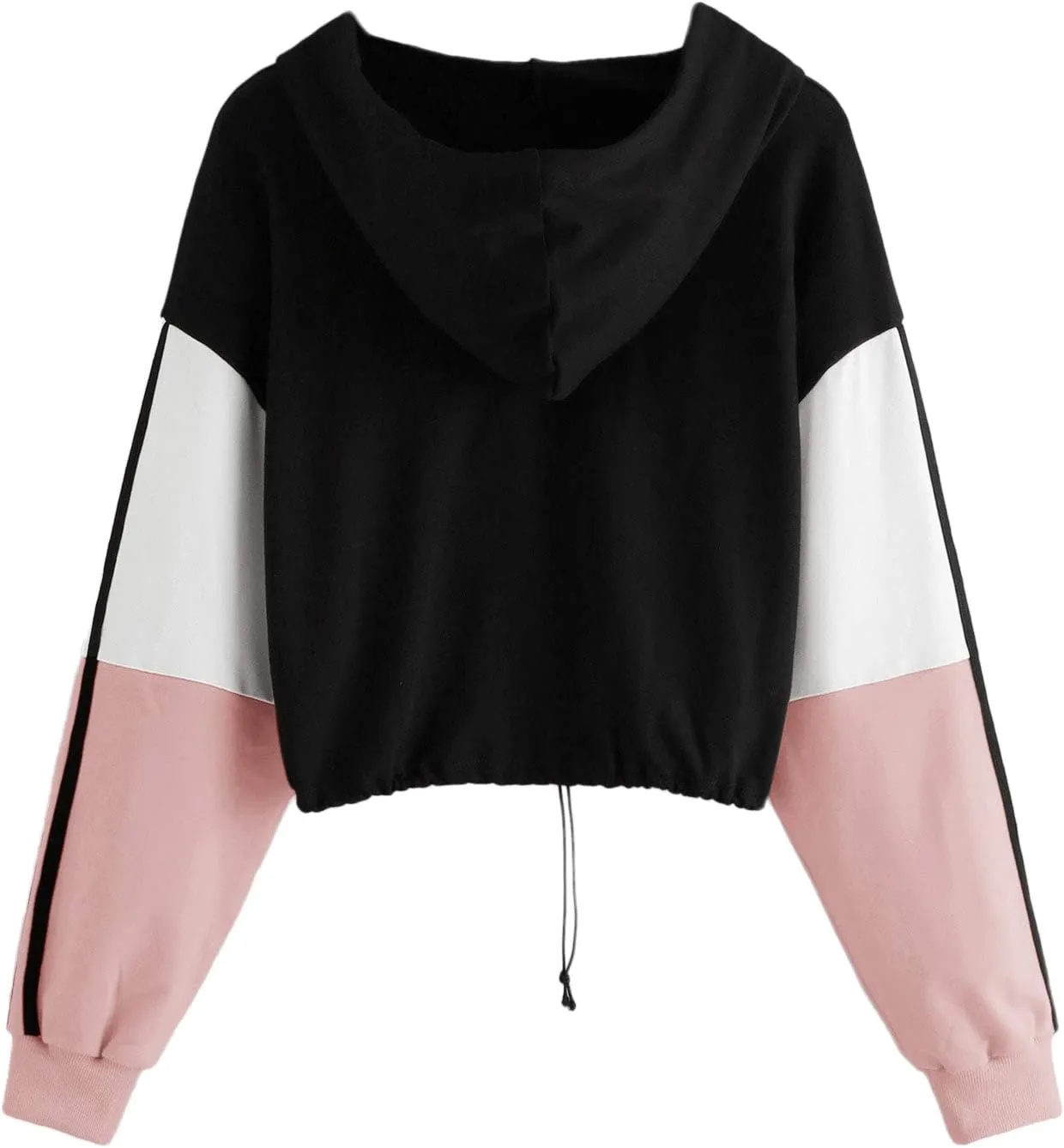 SweatyRocks Women's Casual Long Sleeve Colorblock Pullover Hoodie Sweatshirt Crop Top