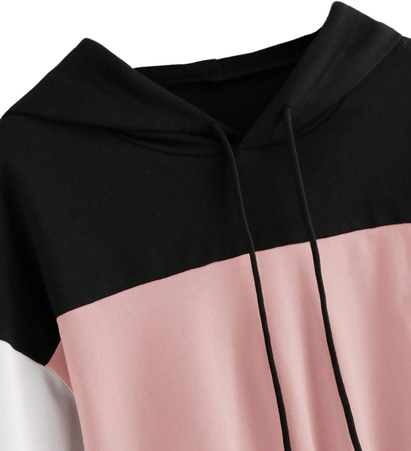 SweatyRocks Women's Casual Long Sleeve Colorblock Pullover Hoodie Sweatshirt Crop Top