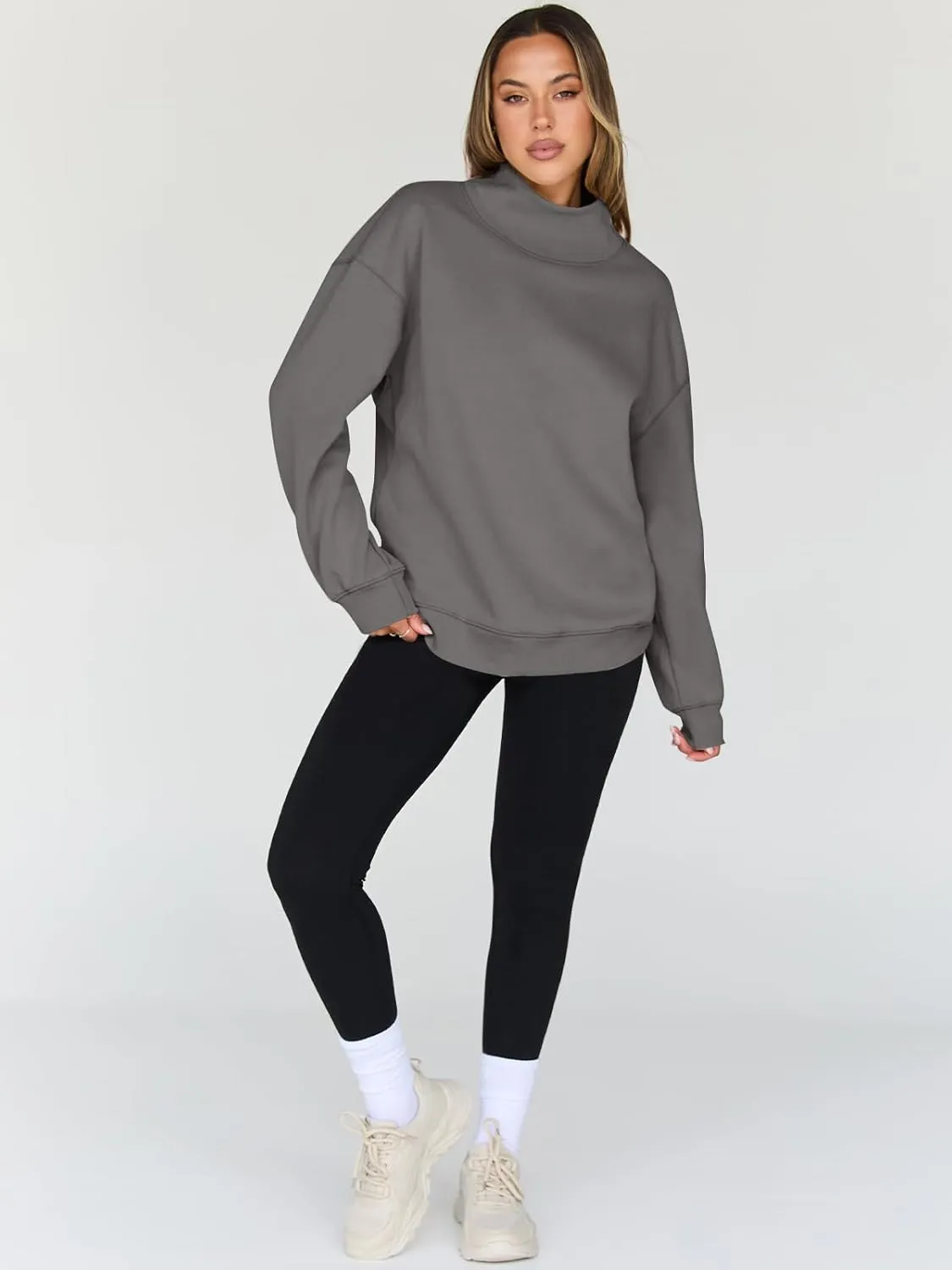 Trendy Queen Womens Oversized Sweatshirts Turtleneck Pullover Long Sleeve Hoodies Tops Fall Fashion Outfits 2025 Clothes
