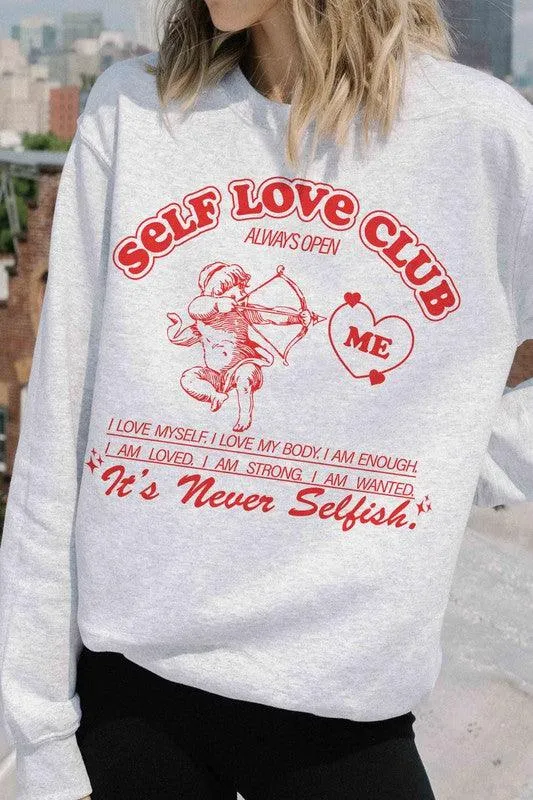 Valentine's Day Self Love Club Graphic Sweatshirt