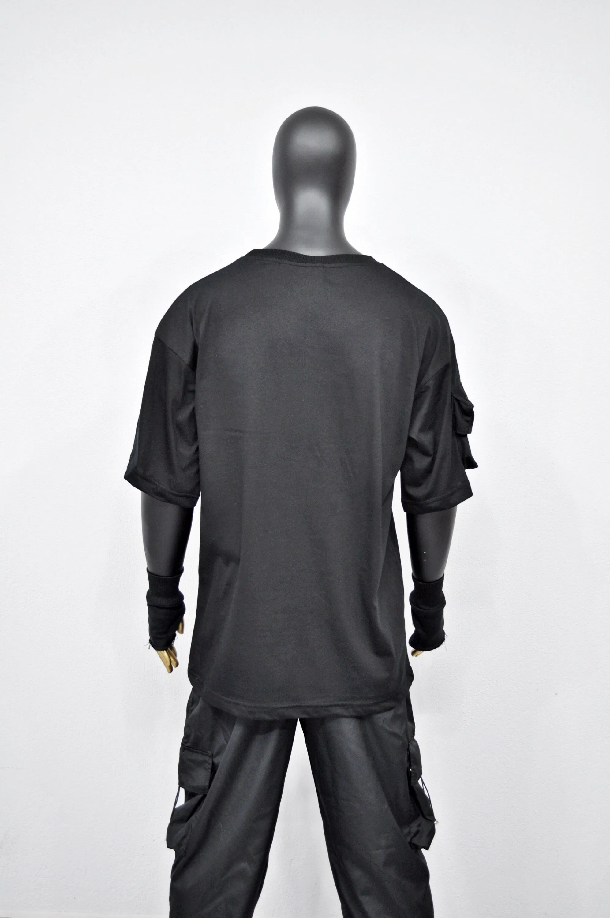 XS-8XL Men's Utility Cargo Pocket Elongated Short Sleeve Loose T-shirt, Capsule Whimsigoth Mesh, Techwear shirt,Streetwear Oversize- BB495